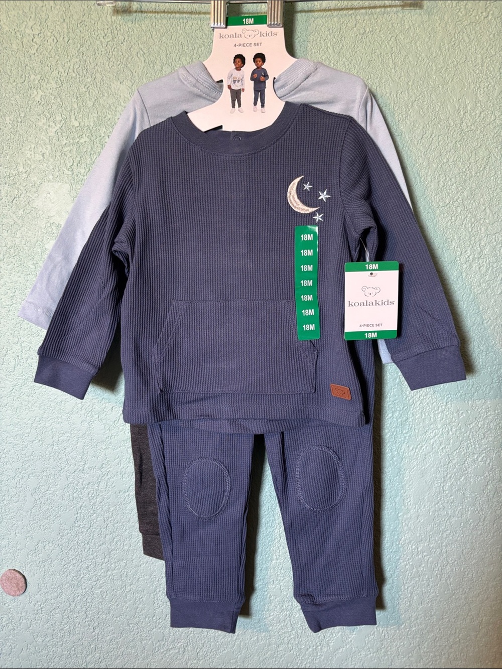 Koala Kids Baby Navy Moon & Stars 4 Piece Set, 18 mos - NWT
